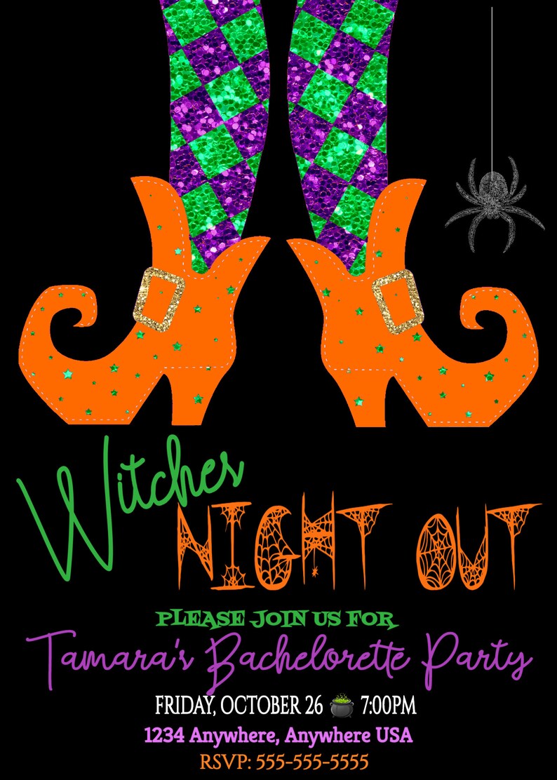 Witches Night Out Invitation Bachelorette Party Witch Party Etsy