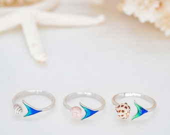 Sea Glass Shell Ring Hawaiian Beach Adjustable Ring With Sea - Etsy
