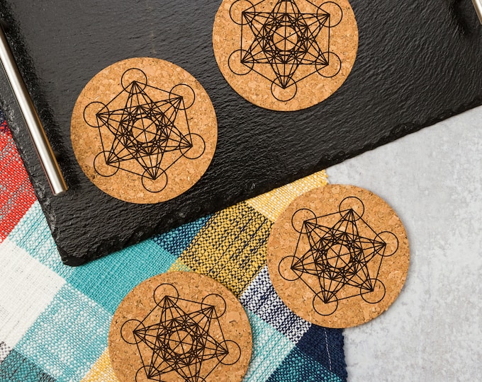 Metatron's Cube Cork Coasters