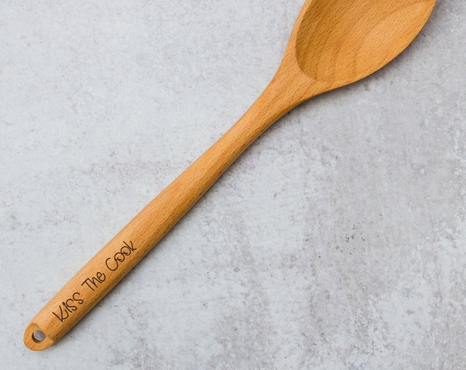Kiss The Cook Laser Engraved Wooden Spoon
