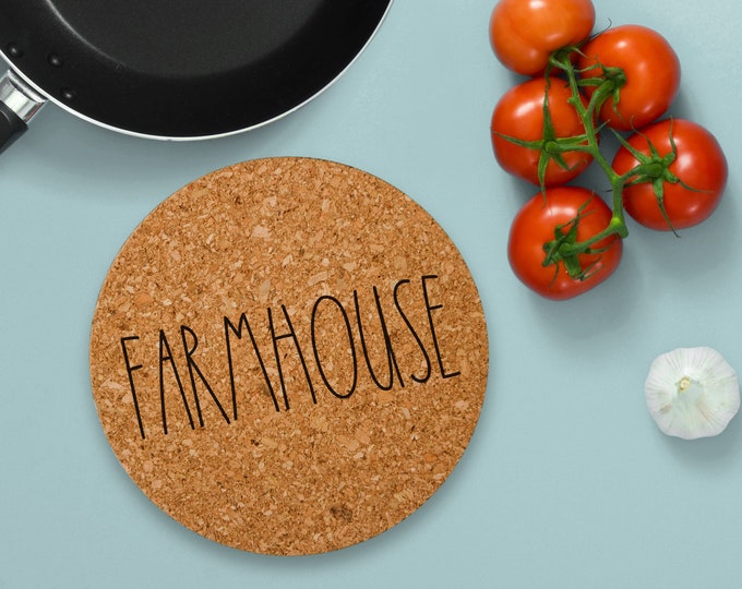 Farmhouse Laser Engraved Cork Trivet