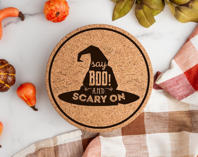 Say Boo and Scary On - Cork Trivet