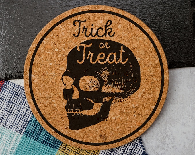 Trick or Treat Skull - Cork Trivet