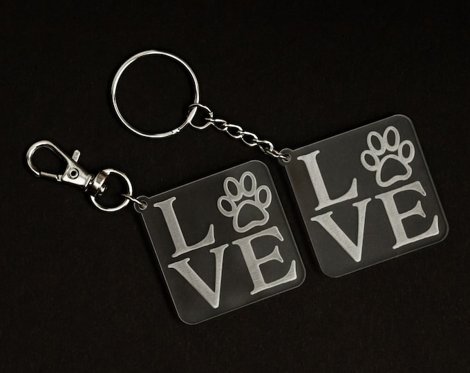 Acrylic Love Keychain | Charity Listing | Donation Listing | Dog Paw Keychain | Acrylic Keychain | Laser Cut Keychain