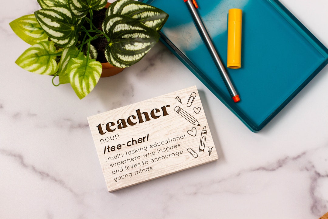 Teacher Definition Laser Engraved Block Sign Etsy