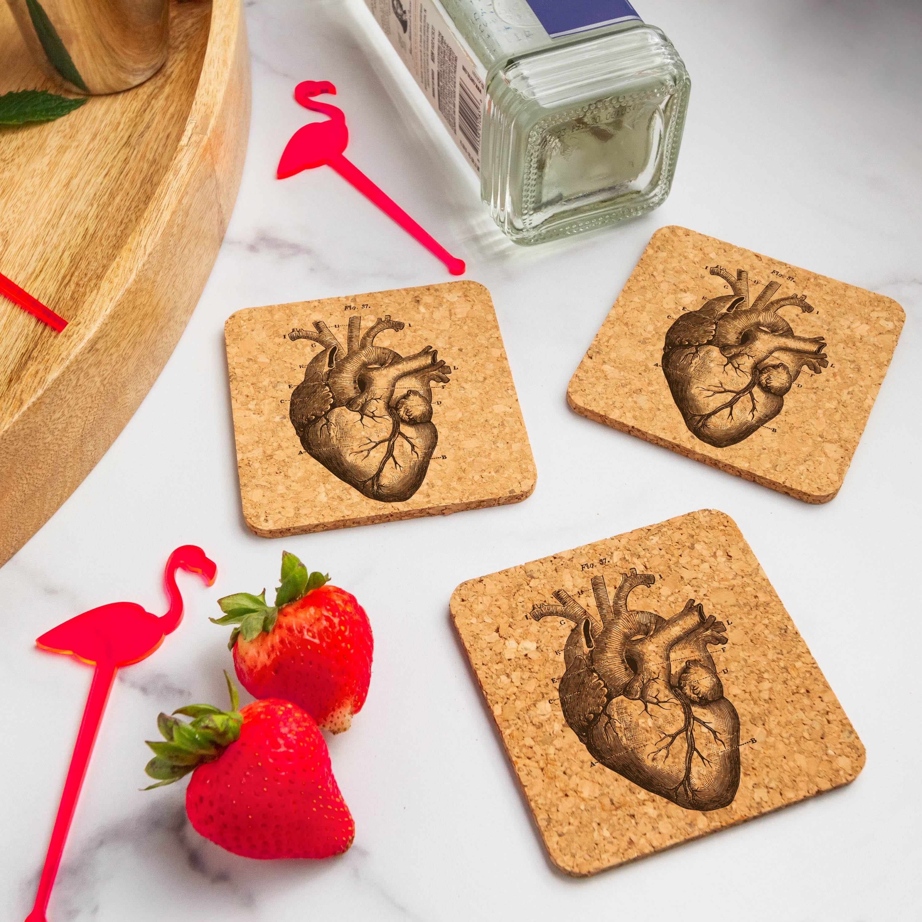 Anatomical Heart Cork Coasters Cork Coaster Set Bar Etsy.de