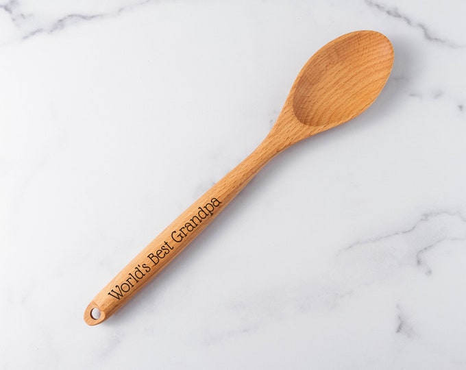 World's Best Grandpa Laser Engraved Wooden Spoon