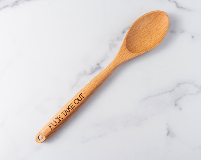 Fuck Take Out Laser Engraved Wooden Spoon