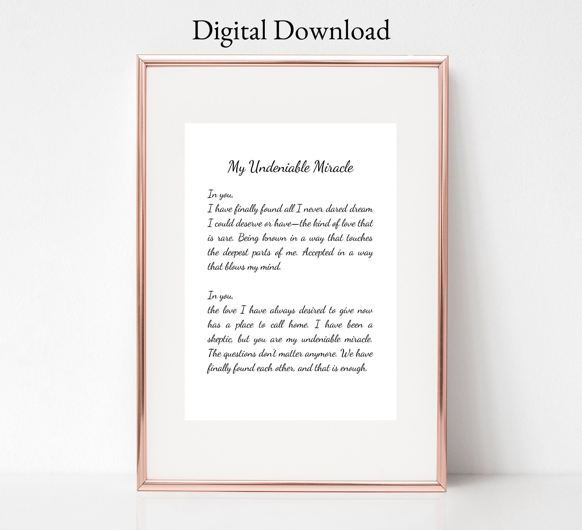 My Undeniable Miracle Poem by John Mark Green Printable - Etsy