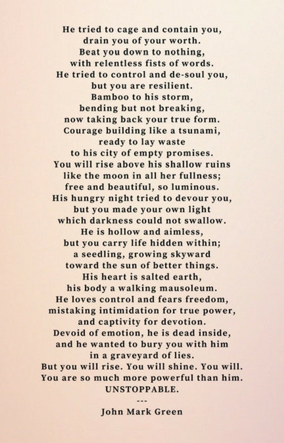 Domestic Abuse Awareness Survivor Gifts Unstoppable Poem by Etsy