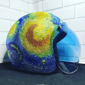 Custom Helmet Van Gogh Starry Night Crystal