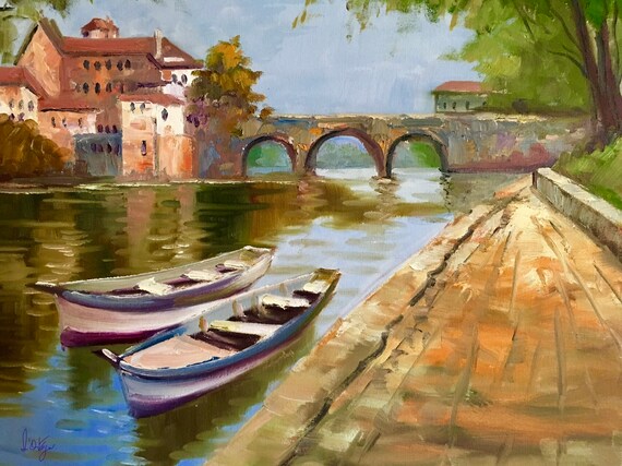 Golden Colors From Douro River Painting Etsy