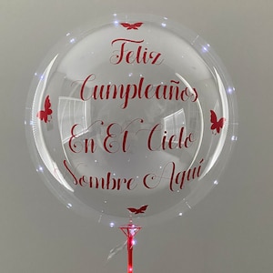 Feliz Cumpleanos En El Cielo Globo , Happy Birthday In Heaven Spanish Balloon, Custom Memorial Balloon With Stand And Lights, For Air Usage