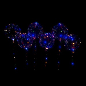 Balloons With Lights, Large 24 Inch Clear Balloons With 197 Inch Blue Green Red Yellow LED Lights, Quantity of 6