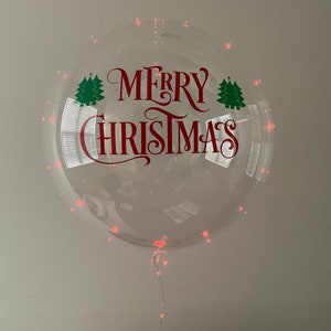 LED Balloon, Merry Christmas Balloon, 24 Inch Clear Balloon, Merry Christmas Decal, Christmas Party Decor, Christmas Balloons, Festive Decor