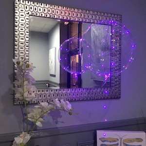 Purple LED Balloon, 18 Inch Clear Balloon, 118 Inch Purple LED Lights, Custom Balloons, Sweet 16, Quinceanera, Birthday, Bridal Shower Decor