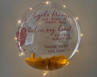 Ballon commémoratif personnalisé, célébration de la vie, sur les ailes des anges, ballon en plumes, ballon LED,