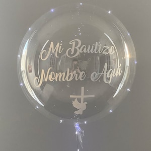 Mi Bautizo Globo, Spanish Baptism Balloon, Custom Baptism Balloon, Balloon With Cross, Balloon With LED Lights, 24 And 36 Inch Size