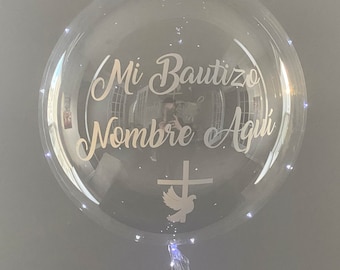 Mi Bautizo Globo, Spanish Baptism Balloon, Custom Baptism Balloon, Balloon With Cross, Balloon With LED Lights, 24 And 36 Inch Size