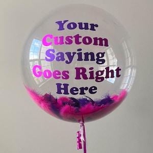 Feather Balloon, Personalized Balloon, Balloon With Lettering, Mother&#39;s Day Balloon,  Romantic Balloon, DIY Custom 36 Inch Clear Balloon