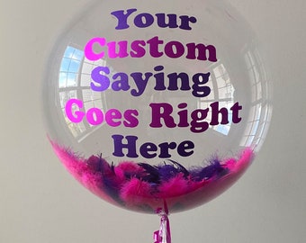 Feather Balloon, Personalized Balloon, Balloon With Lettering, Mother's Day Balloon,  Romantic Balloon, DIY Custom 36 Inch Clear Balloon