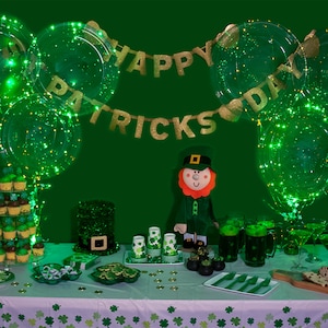 Green LED Balloons, Balloons With Lights, 18 Inch Clear Balloons With 118 Inch Green LED Lights, St. Patrick&#39;s Day Balloons, Quantity of 6