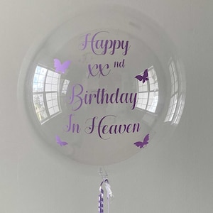 Memorial Balloon, Happy Birthday In Heaven, Custom Memorial Balloon, Heavenly Birthday Balloon, 18 Inch, 24 Inch and 36 Inch Balloon Size