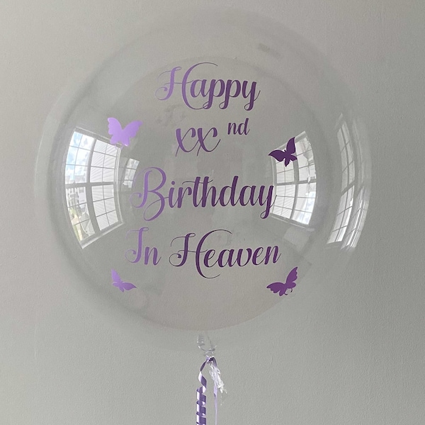 Memorial Balloon, Happy Birthday In Heaven, Custom Memorial Balloon, Heavenly Birthday Balloon, 18 Inch, 24 Inch and 36 Inch Balloon Size