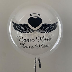 Memorial Balloon, Custom Angel With Wings Balloon, Celebration Of Life, 24 And 36 Inch Balloon Sizes, Helium and Air Longevity Usage, DIY
