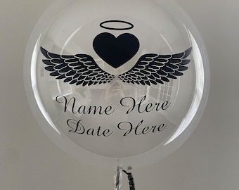 Memorial Balloon, Custom Angel With Wings Balloon, Celebration Of Life, 24 And 36 Inch Balloon Sizes, Helium and Air Longevity Usage, DIY