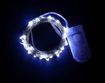 Cold White LED Light String, Cold White LED lights, Batteries Included, Waterproof, 9.8/16.4 Feet, 30/50 Cold White LED Lights, Reusable