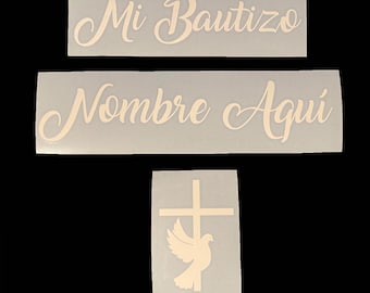 Mi Bautizo Decal,  Spanish Baptism Sticker, Balloon Decal For Baptism, Sized For 24 Inch and 36 inch Balloons, Backdrop, Photo Prop