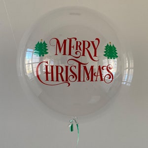 Merry Christmas Balloon, 24 Inch Clear Balloon, Merry Christmas Decal, Christmas Party Decor, Christmas Balloons, Holiday Balloons