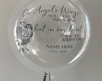 Celebration Of Life Balloon, Custom Memorial Balloon, On Angels Wings Balloon