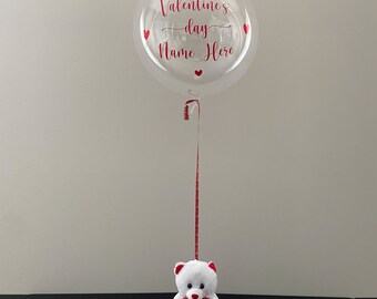 Happy Valentine's Day Balloon, Custom Valentine Balloon, I Love You Teddy Bear, Unique Valentine's Gift, Custom Balloon With Bear