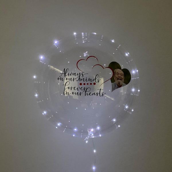 Erinnerungsballon, Custom Memorial Balloon, Always on our minds forever in our hearts ballon, 24 Zoll LED Foto Erinnerungsballon