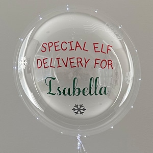 Elf Personalized Balloon, Special Elf Delivery Balloon, Christmas Elf Arrival Balloon, LED Balloon, DIY Balloon, 24 Inch And 36 Inch Size