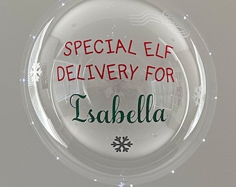 Elf Personalized Balloon, Special Elf Delivery Balloon, Christmas Elf Arrival Balloon, LED Balloon, DIY Balloon, 24 Inch And 36 Inch Size