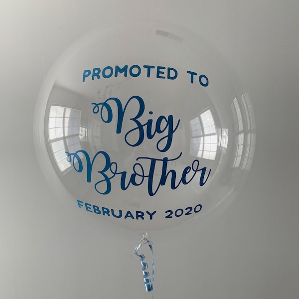 Promoted To Big Brother Balloon, Promoted To Big Brother Decal For 24 Inch Balloon, Baby Announcement Balloon, 24 Inch Clear Balloon