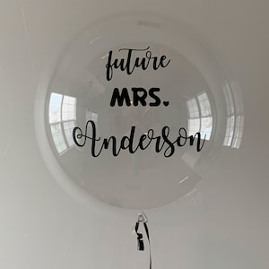 Future Mrs. Balloon, Future Mrs. Decal For 36 Inch Balloon, Custom Engagement Party Balloon, 36 Inch Clear Balloon