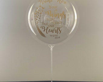 Celebración de la vida, globo conmemorativo personalizado, tus alas estaban listas pero nuestros corazones no, globo con soporte para uso aéreo, longevidad