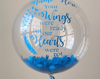 Custom Memorial Balloon, In Memory Of Balloon, Message To Heaven Balloon, Feather Balloon