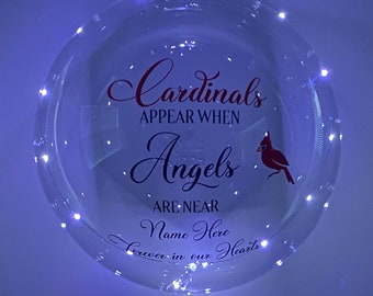 Custom Memorial Balloon, Celebration Of Life, Cardinals Appear When Angels Are Near, Balloon With LED Lights, 24 And 36 Inch Balloons Sizes