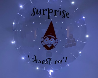 Elf Balloon, Elf Surprise I'm Back Balloon, Elf Decor, LED Balloon, Christmas Balloons, Holiday balloons, Surprise Elf Balloon