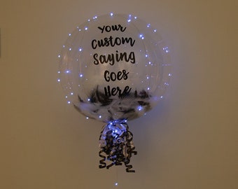 Custom Balloon, Personalized Balloon, LED Balloon, 24 Inch Clear Balloon With Custom Text, Feather Balloon