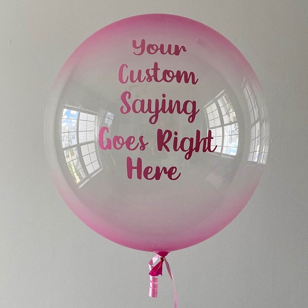 Custom Balloon, Custom Clear Ombre Balloon, 24 Inch Clear Balloon, Balloon Decal, Custom Decal, Sweet 16 Balloons,  Quinceanera Balloons