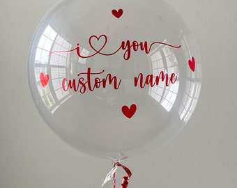 I Love You Balloon, Valentine's Day Balloon, Romantic Balloon, Engagement Balloon, Proposal Balloon, Anniversary Balloon, 24 Inch Clear
