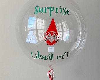 Elf Balloon, Elf Surprise I'm Back Balloon, Elf Decor, Christmas Balloons, Holiday Balloons, Elf Surprise Balloon, 24 pulgadas y 36 pulgadas de tamaño