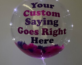 Feather Balloon, LED Balloon, Personalized Balloon, DIY Custom 36 Inch Clear Balloon