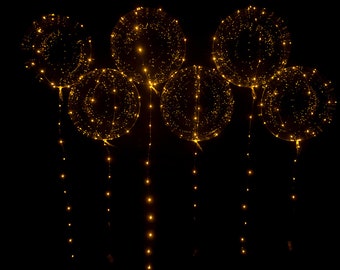 Yellow LED Balloons,  Large 24 Inch Clear Balloons With 197 Inch Yellow LED Lights, Mother's Day Balloons, Birthday Balloons, Quantity of 12